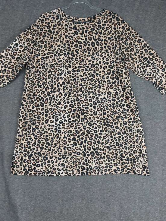 Simply Vera Vera Wang Other - SIMPLY VERA WOMENS TAN LEOPARD ANIMAL PRINT 3/4 SLEEVE LOUNGE DRESS NIGHT GOWN L